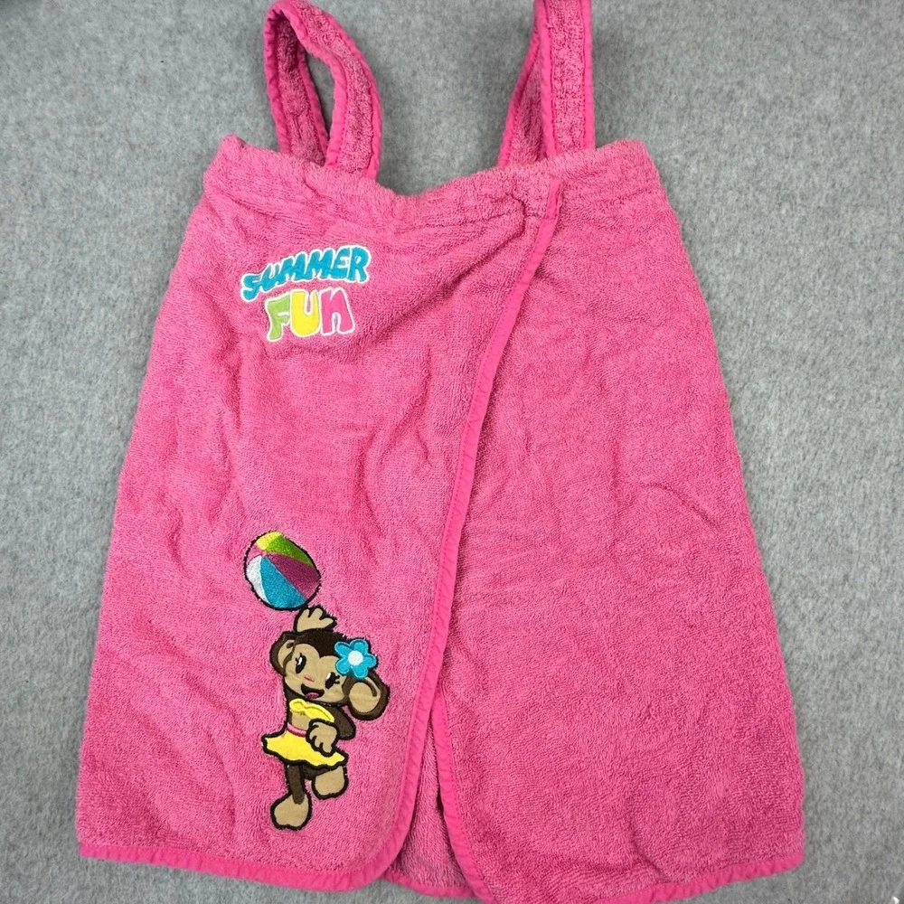 Pampered Princess Kids Pink Terry Cloth Swim Cover Up Wrap Summer Monkey 20in